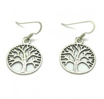 E000602 Dangling sterling silver earrings Tree of Life solid 925 Empress 